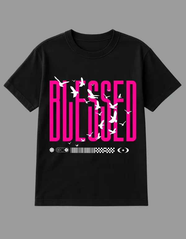 Black_Blessed_Printed__Regular_Fit_T-Shirt_|_For_Unisex
