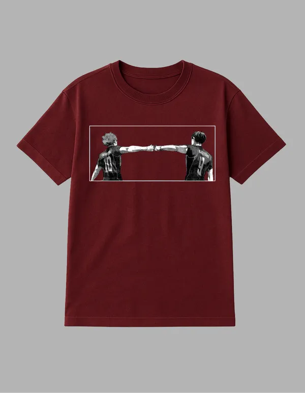 Maroon_Hinata_X_Kageyama_Printed__Regular_Fit_T-Shirt_|_For_Unisex