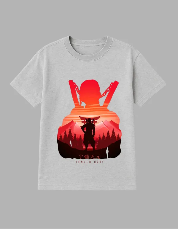 Grey_Tengen_Sama_Printed__Regular_Fit_T-Shirt_|_For_Unisex