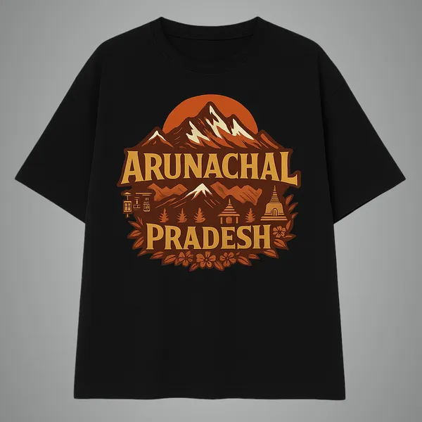 Black_Arunachal_Pradesh_Printed_Cotton_Oversized_Fit_T-Shirt_|_For_Men