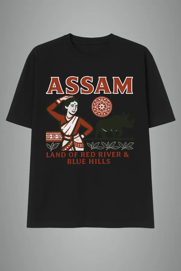 Black_Assam_Printed_Cotton_Regular_Fit_T-Shirt_|_For_Men