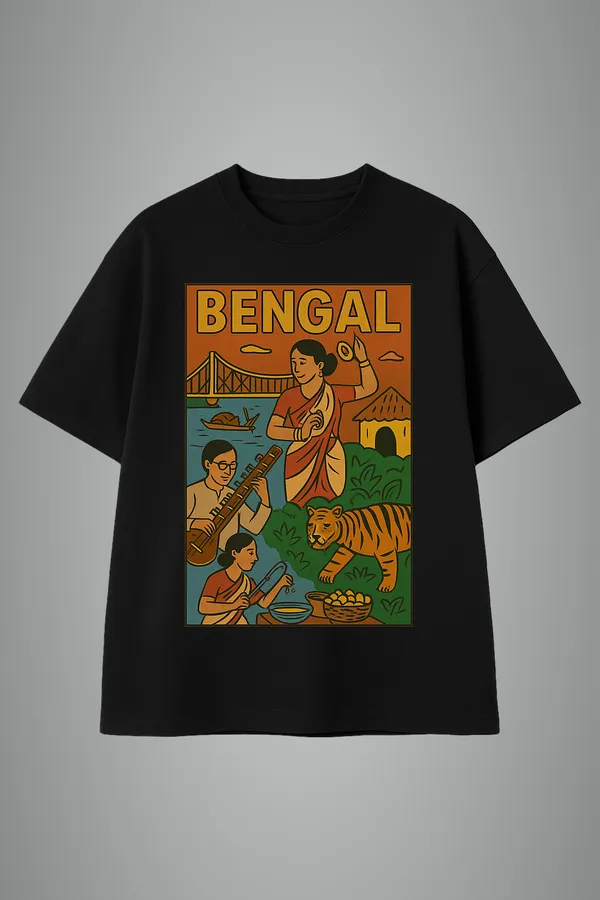 Black_Bengal_Printed_Cotton_Oversized_Fit_T-Shirt_|_For_Men