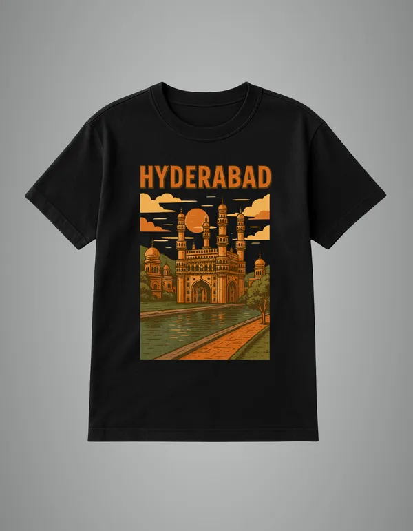 Black_Hyderabad_Printed_Cotton_Oversized_Fit_T-Shirt_|_For_Men