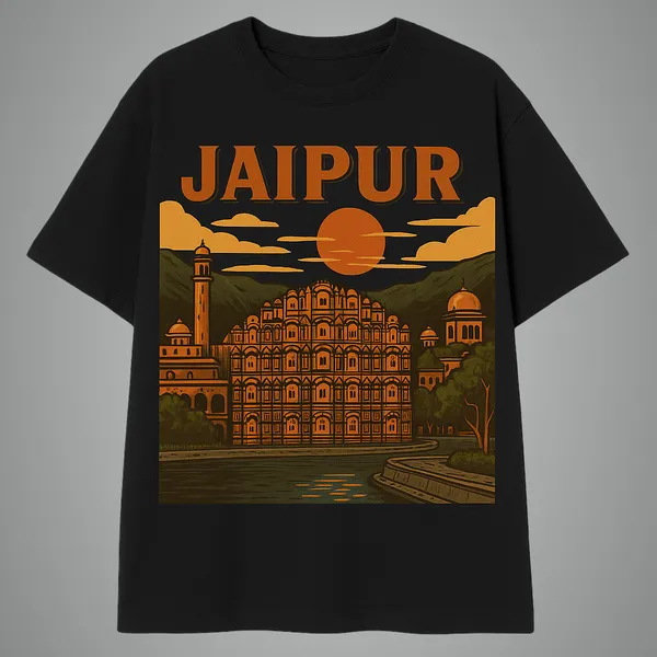 Black_Jaipur_Printed_Cotton_Oversized_Fit_T-Shirt_|_For_Men