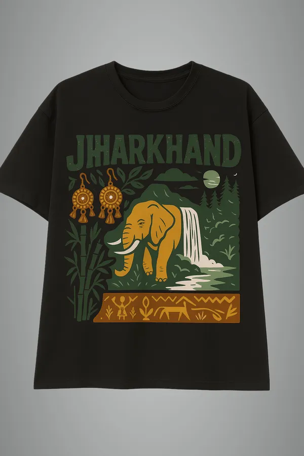 Black_Jharkhand_Printed_Cotton_Oversized_Fit_T-Shirt_|_For_Men