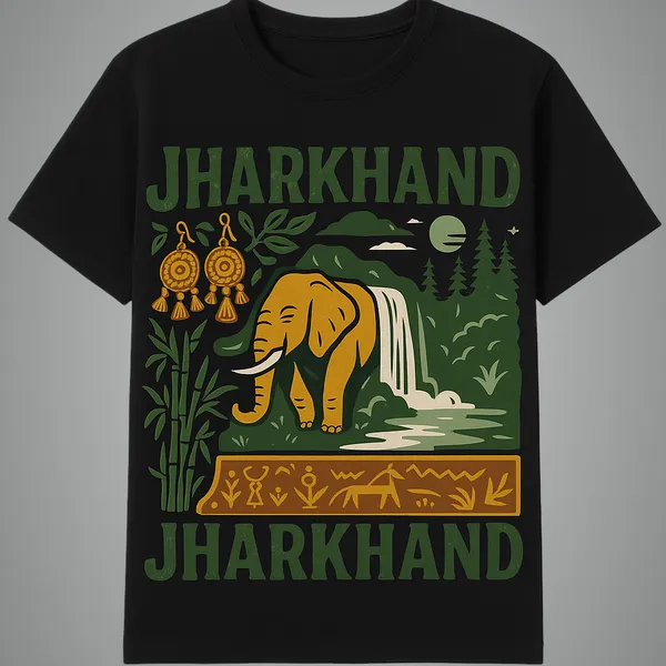 Black_Jharkhand_Printed_Cotton_Regular_Fit_T-Shirt_|_For_Men