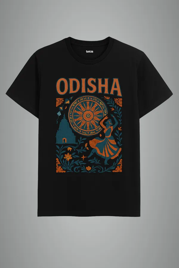 Black_Odisha_Printed_Cotton_Oversized_Fit_T-Shirt_|_For_Men