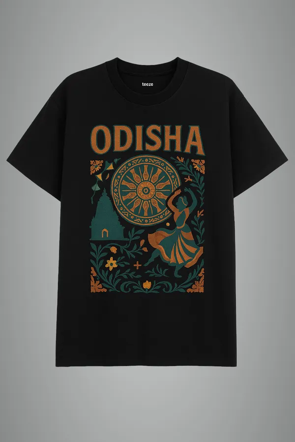 Black_Odisha_Printed_Cotton_Regular_Fit_T-Shirt_|_For_Men