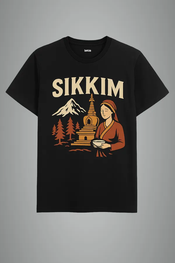 Black_Sikkim_Printed_Cotton_Regular_Fit_T-Shirt_|_For_Men