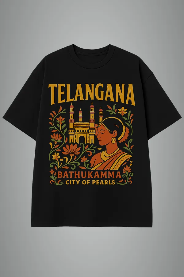 Black_Telangana_Printed_Cotton_Oversized_Fit_T-Shirt_|_For_Men