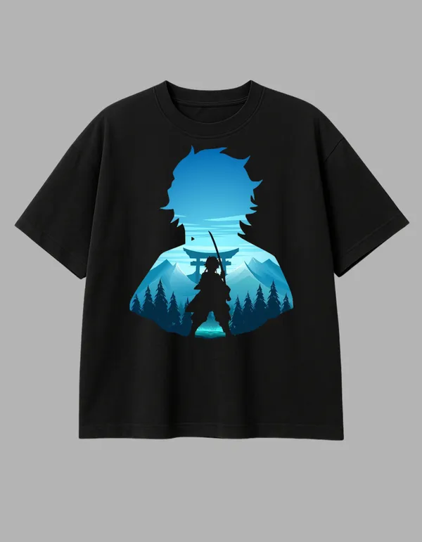 Black_Tanjiro_Kamado_Printed__Oversized_Fit_T-Shirt_|_For_Unisex