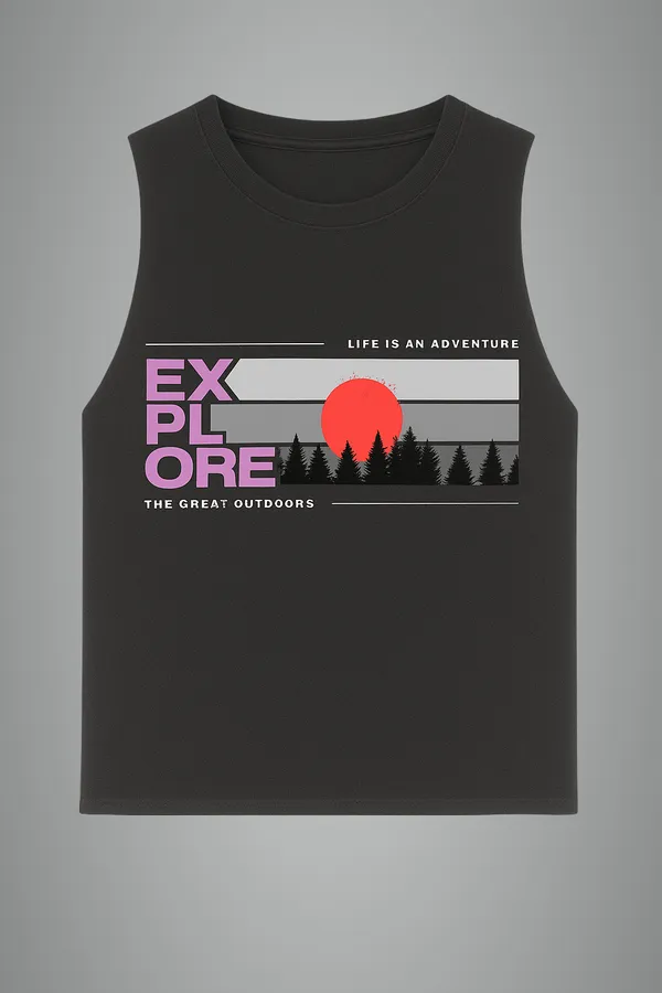 Black_Explore_Printed_Cotton__Regular_Fit_Sleeveless_T-Shirt_|_For_Unisex