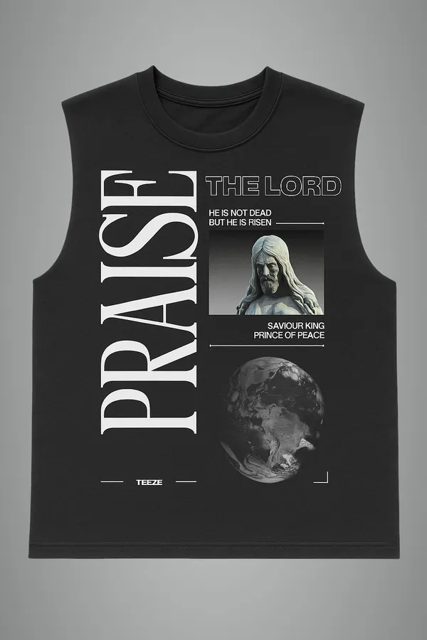 Black_Praise_The_Lord_Printed_Cotton__Regular_Fit_Sleeveless_T-Shirt_|_For_Unisex