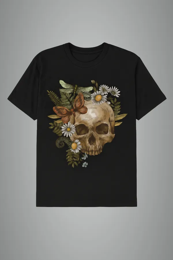 Black_Pretty_Skull_Printed_Cotton_Regular_Fit_T-Shirt_|_For_Unisex