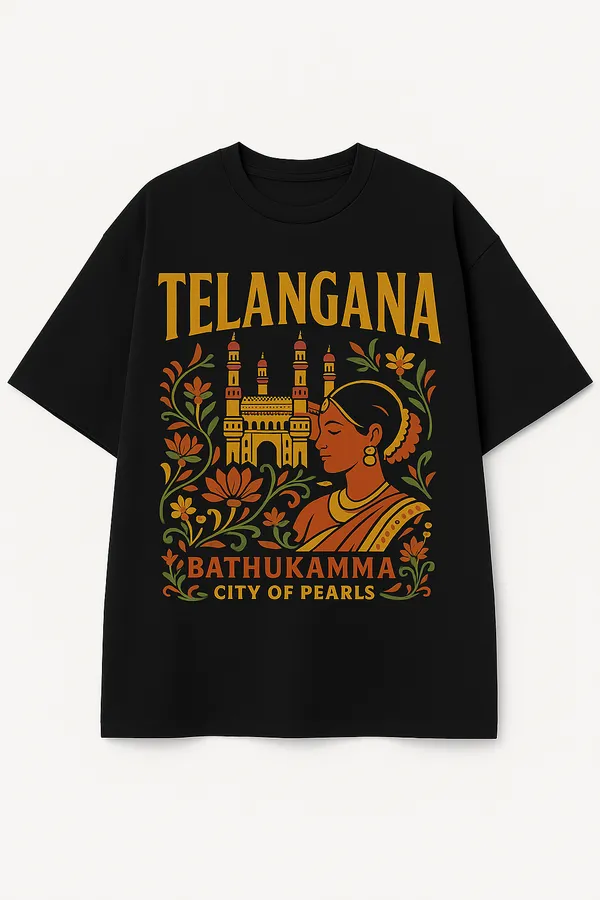 Black_Telangana_Printed_Cotton_Oversized_Fit_T-Shirt_|_For_Men