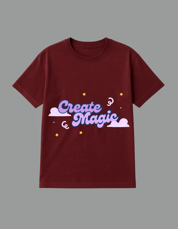 Maroon_Create_Magic_Printed__Regular_Fit_T-Shirt_|_For_Unisex