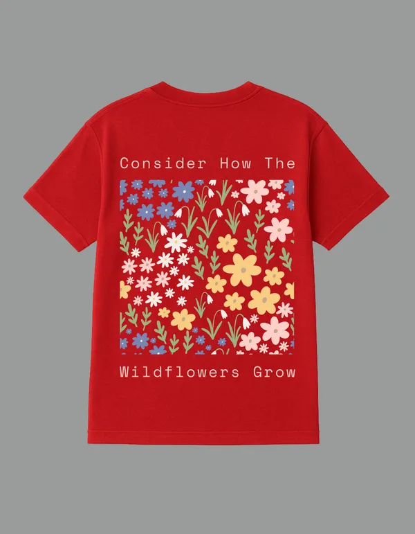Red_Wild_Flower_Printed__Regular_Fit_T-Shirt_|_For_Unisex