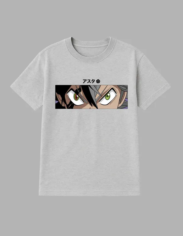 Grey_Black_Clover_Printed__Regular_Fit_T-Shirt_|_For_Unisex