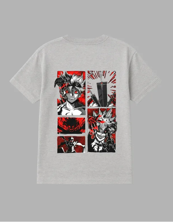 Grey_Black_Clover_Printed__Regular_Fit_T-Shirt_|_For_Unisex
