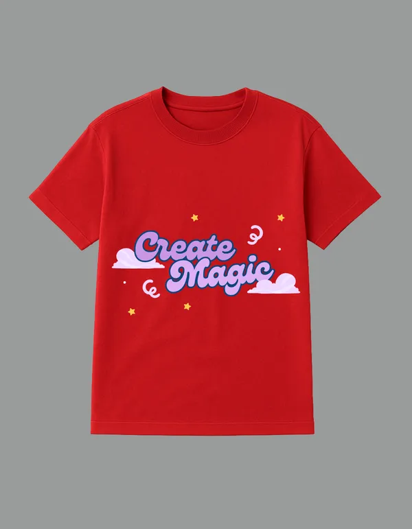 Red_Create_Magic_Printed__Regular_Fit_T-Shirt_|_For_Unisex