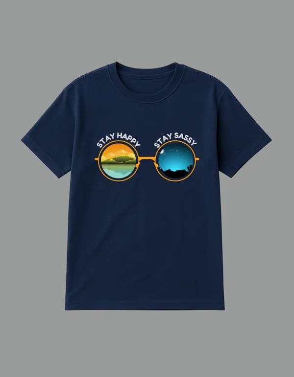 Navy_Blue_Stay_Happy_Stay_Sassy_Printed__Regular_Fit_T-Shirt_|_For_Unisex
