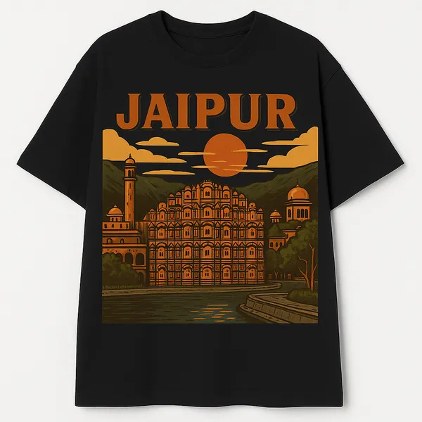 Black_Jaipur_Printed_Cotton_Oversized_Fit_T-Shirt_|_For_Men