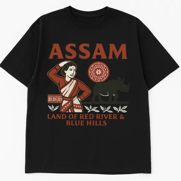 Black_Assam_Printed_Cotton_Oversized_Fit_T-Shirt_|_For_Men