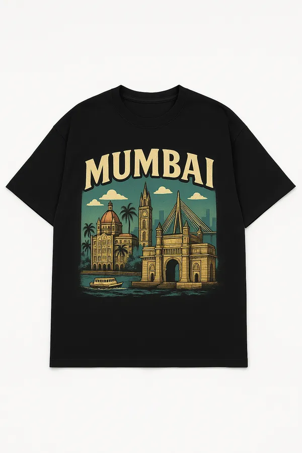 Black_Mumbai_City_Printed_Cotton_Oversized_Fit_T-Shirt_|_For_Men