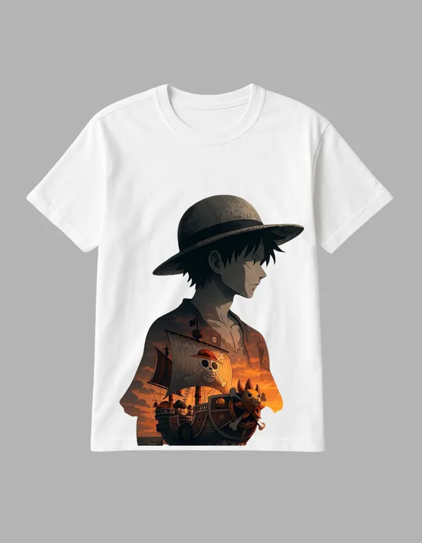 White_Luffy_X_Sunny_Printed__Regular_Fit_T-Shirt_|_For_Unisex