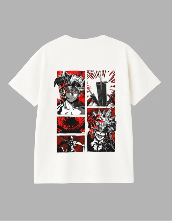 White_Black_Clover_Printed__Oversized_Fit_T-Shirt_|_For_Unisex