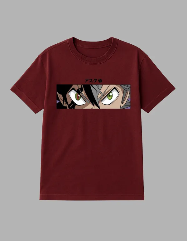 Maroon_Black_Clover_Printed__Regular_Fit_T-Shirt_|_For_Unisex