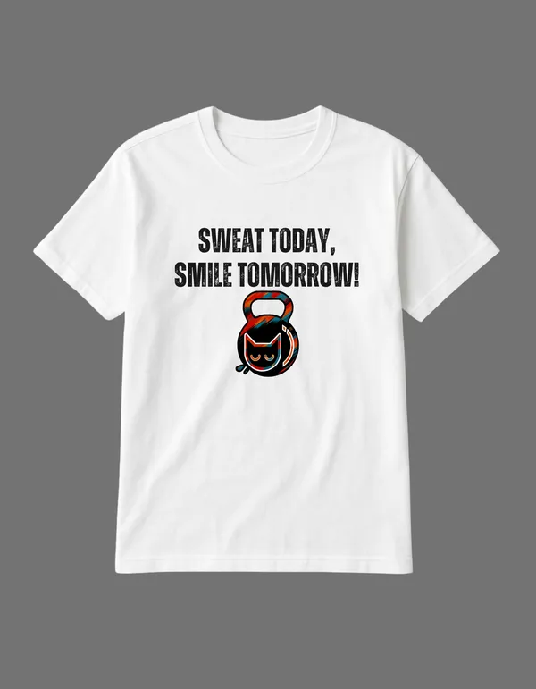 White_Sweat_Today_Smile_Tomorrow_Printed__Regular_Fit_T-Shirt_|_For_Unisex