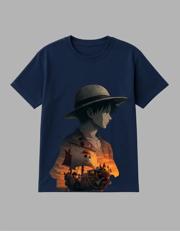 Navy_Blue_Luffy_X_Sunny_Printed__Regular_Fit_T-Shirt_|_For_Unisex