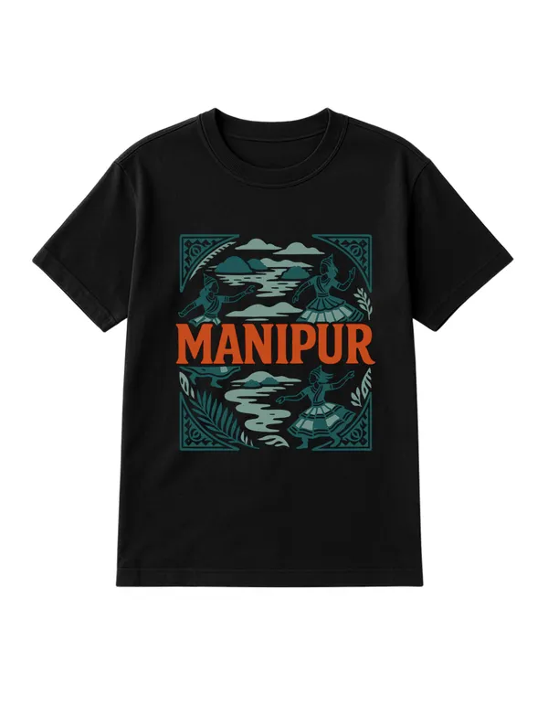 Black_Manipur_Printed_Cotton_Regular_Fit_T-Shirt_|_For_Men