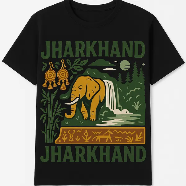 Black_Jharkhand_Printed_Cotton_Regular_Fit_T-Shirt_|_For_Men