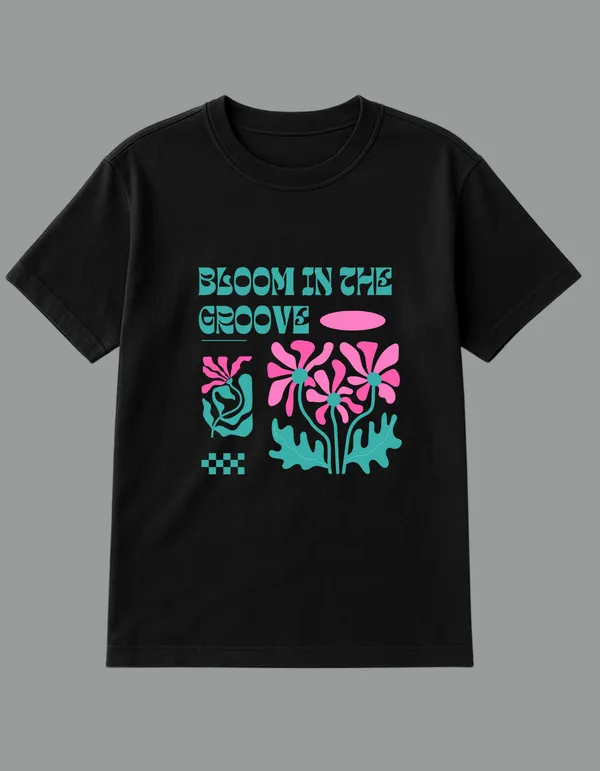 Black_Bloom_In_The_Groove_Printed__Regular_Fit_T-Shirt_|_For_Unisex