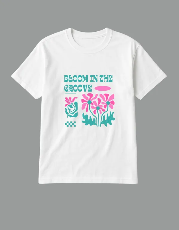 White_Bloom_In_The_Groove_Printed__Regular_Fit_T-Shirt_|_For_Unisex