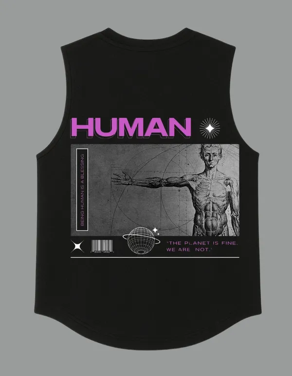Black_Human_Printed_Cotton__Regular_Fit_Sleeveless_T-Shirt_|_For_Unisex
