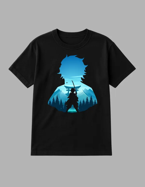 Black_Tanjiro_Kamado_Printed__Regular_Fit_T-Shirt_|_For_Unisex
