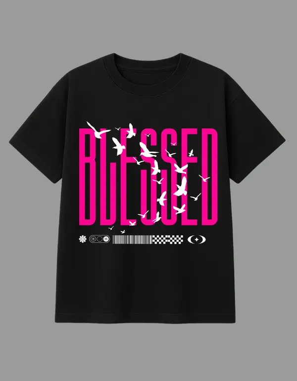 Black_Blessed_Printed__Regular_Fit_T-Shirt_|_For_Unisex