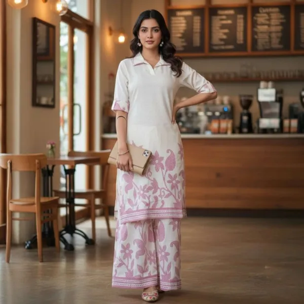 Ivory_Pink_Floral_Cotton_Flex_Co_Ord_Set