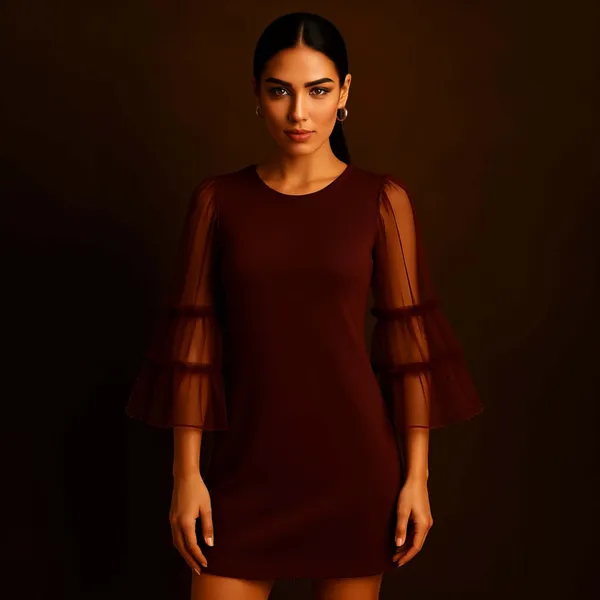 Maroon_Sheer_Sleeve_Mini_Dress