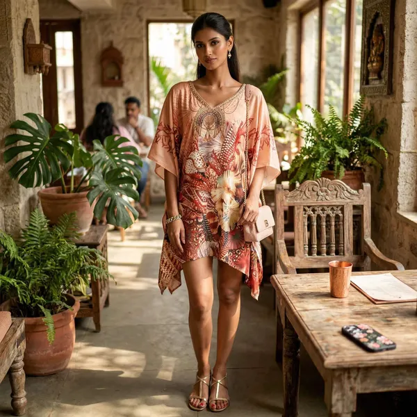 Peach_Botanical_Digital_Print_Kaftan_Dress