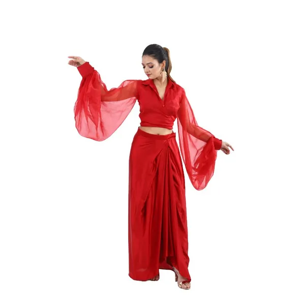 Red_Premium_Glamorous_Satin_Fusion_For_Women
