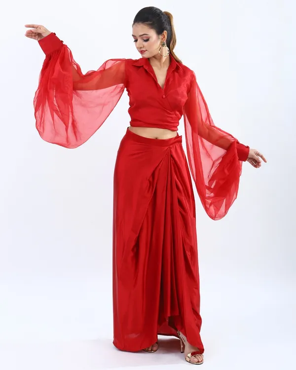 Red_Premium_Glamorous_Satin_Fusion_For_Women