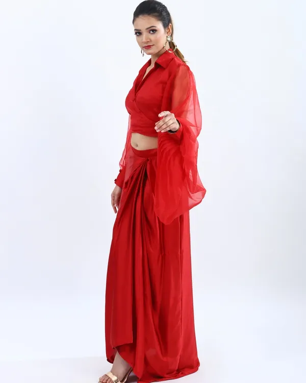 Red_Premium_Glamorous_Satin_Fusion_For_Women