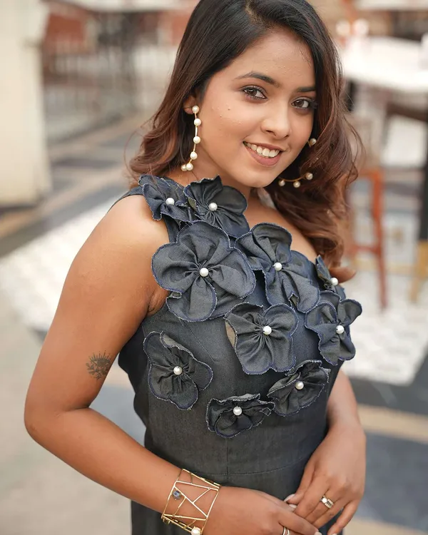 Blue_&_Floral_Premium_Glamorous_Denim_Dress_For_Women