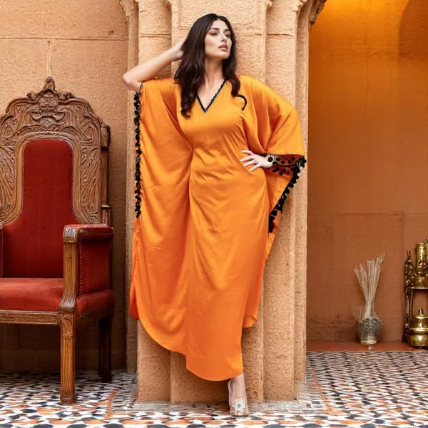 Orange_Premium_Glamorous_Rayon_Dress_For_Women