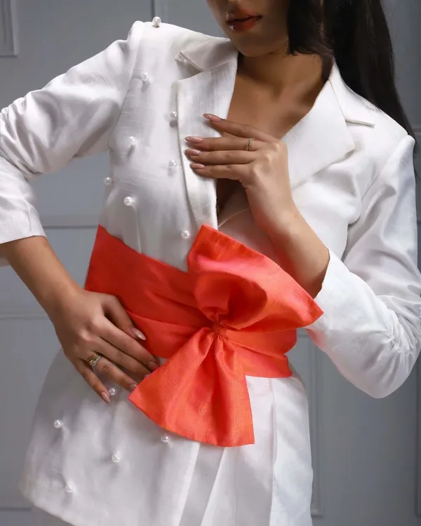 White_&_Red_Premium_Glamorous_Raw_Silk_Co-Ord_Set_For_Women