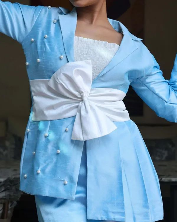 Sky_Blue_Premium_Glamorous_Raw_Silk_Co-Ord_Set_For_Women